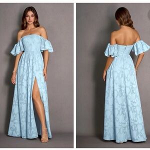 Elegant Off-Shoulder Blue Dress
